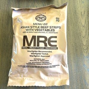 MRE SURVIVAL MEAL PREP OUTDOOR MENU 22 ASIAN STYLE BEEF STRIPS W VEG
